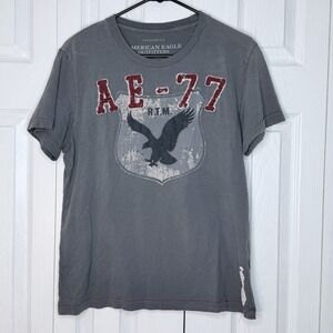 American Eagle T-shirt Vintage Fit Y2K AE Men's M‎ Eagle Gray Logo Short Sleeve